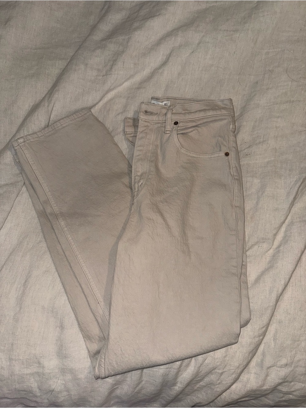 Abercrombie & Fitch Light Beige High-Waist Jeans
